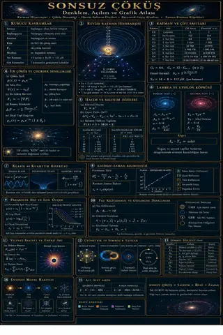 Şekil 1.2 – Sonsuz Çöküş 1/7: Kurucu Tanımlar ve İlk Ontoloji – Denklem ve Sembol Atlası (tam infografik).