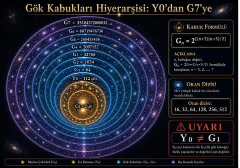 Şekil 14.1 – Sonsuz Çöküş 4/7: Gök Kabukları ve Katman Hiyerarşisi – G1–G7 tam denklem ve sembol atlası.