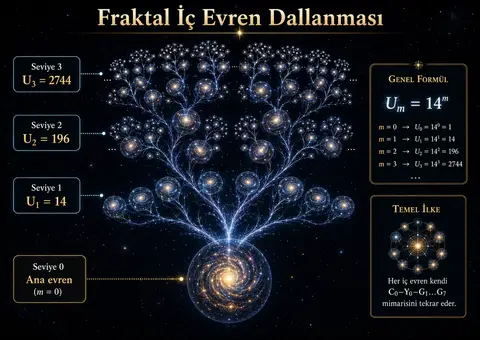 Şekil 42.1 - İç evren dallanma hiyerarşisi Um=14^m ve S14_net fraktal tekrarı.